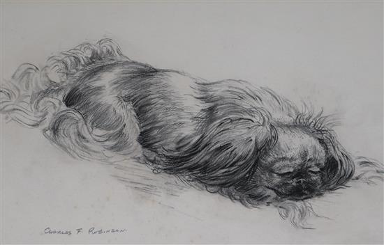 Charles F Robinson Sleeping Pekinese 24 x 38cm.